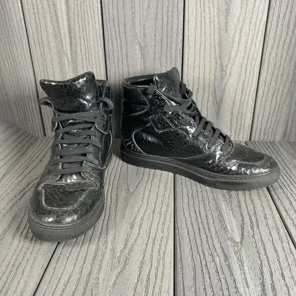 Balenciaga Shoes Balenciaga Black Cracked Leather Lace Up
